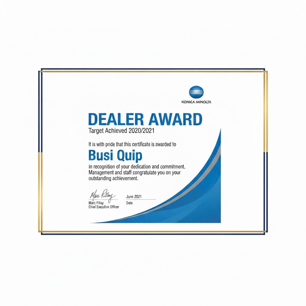 Konica Minolta Dealer Award Target Achieved 2020/2021
